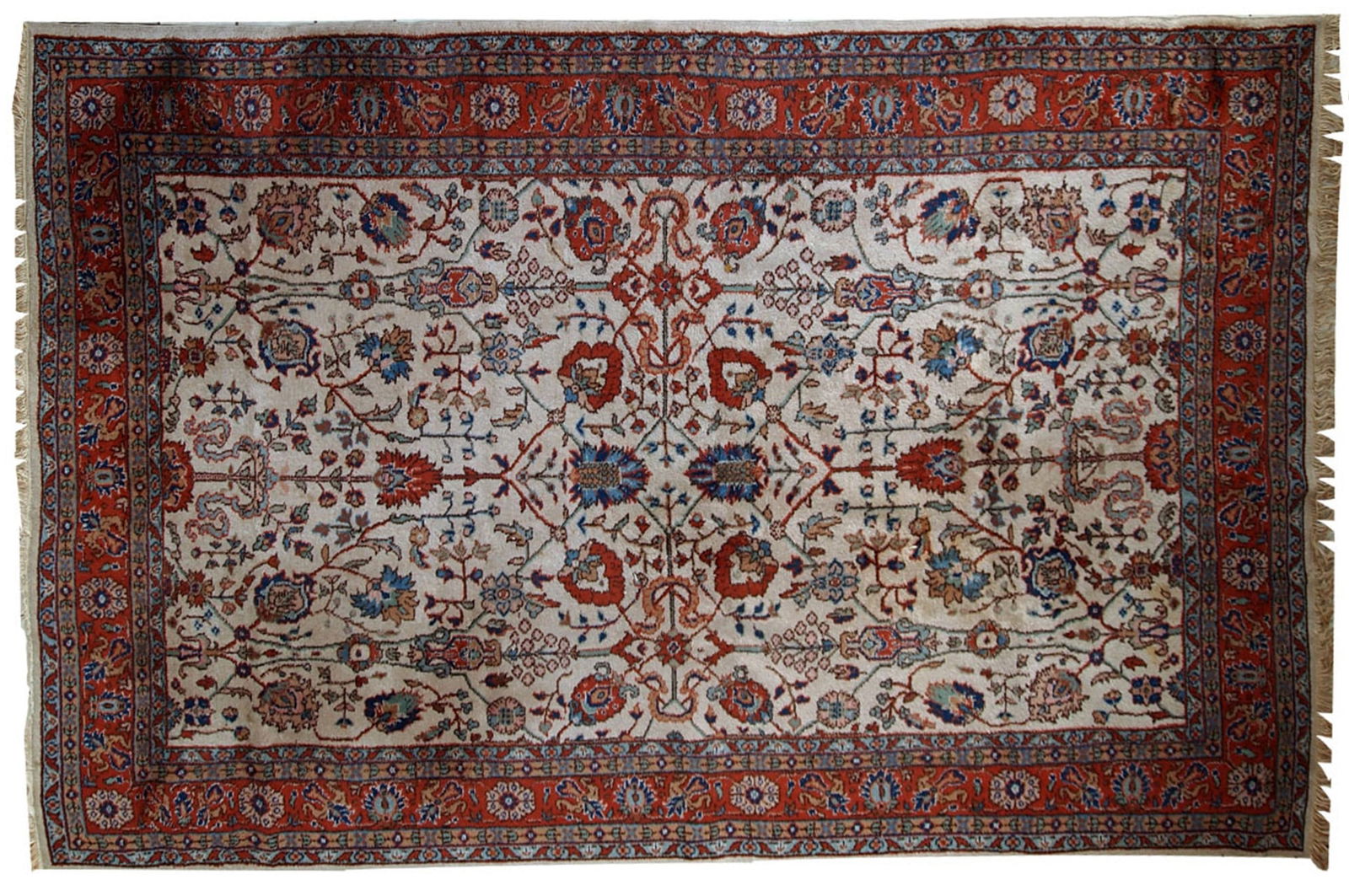 Handmade vintage Persian Mashad rug 6.9' x 10.9' (210cm x 334cm) 1950s - 2