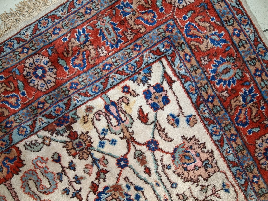 Handmade vintage Persian Mashad rug 6.9' x 10.9' (210cm x 334cm) 1950s - 4