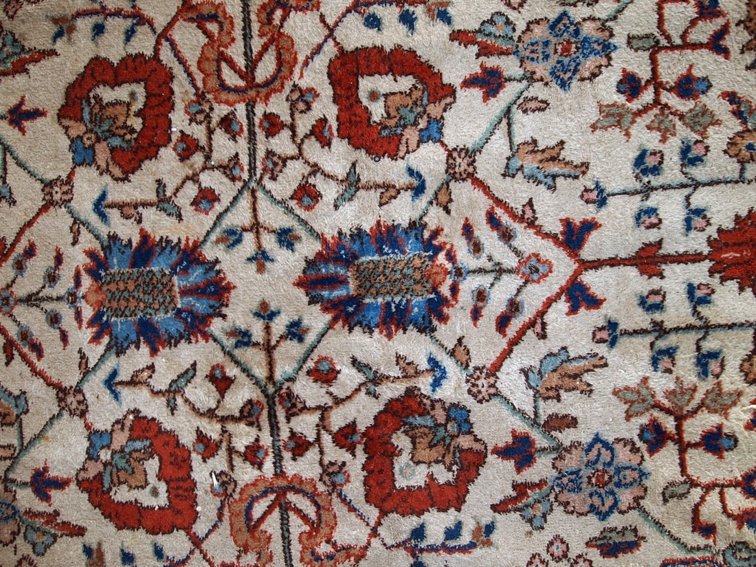 Handmade vintage Persian Mashad rug 6.9' x 10.9' (210cm x 334cm) 1950s - 8