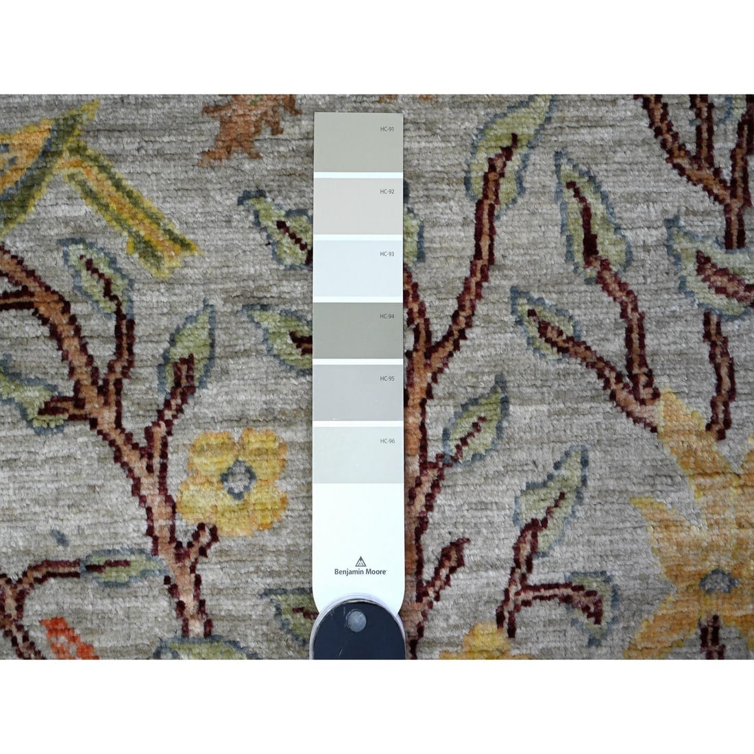 Gray Peshawar Birds Paradise Hand Knotted Wool Runner Oriental Rug - 3