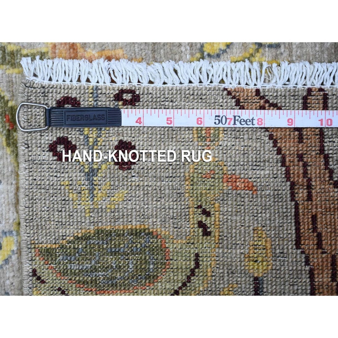 Gray Peshawar Birds Paradise Hand Knotted Wool Runner Oriental Rug - 6