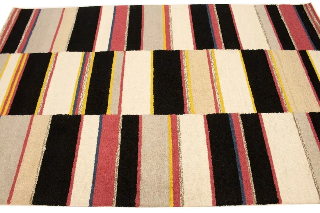 Multicolored Stripes 5X8 Hand-Tufted Modern Rug - 5