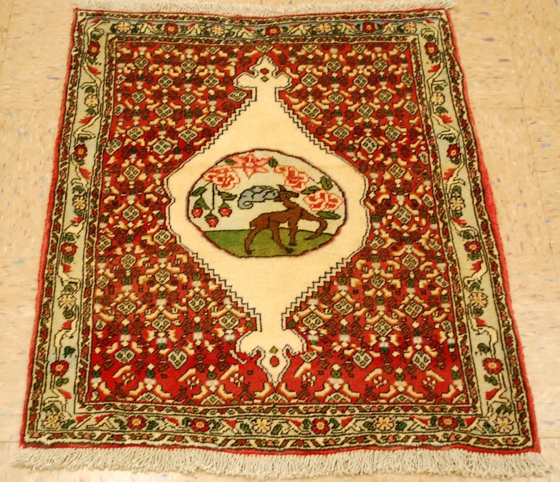 Persian BEJAR RUG 2'4" x 2'10": Title:Persian BEJAR RUG 2'4" x 2'10" Description:OLD,ANTIQUE PREMIUM MASTER PIECE FINE AUTHENTIC HAND KNOTTED Persian BEJAR RUG with KORK WOOL and HIGH KPSI..............Super detailed pattern incorpo