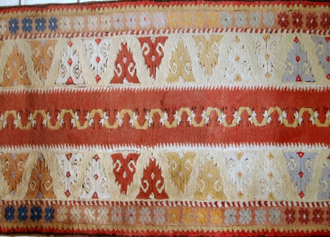 Handmade vintage Turkish Melas runner 2.5' x 9' (76cm x 267cm) 1950s - 4