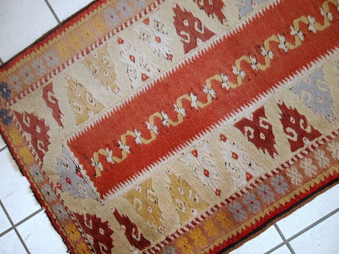 Handmade vintage Turkish Melas runner 2.5' x 9' (76cm x 267cm) 1950s - 5