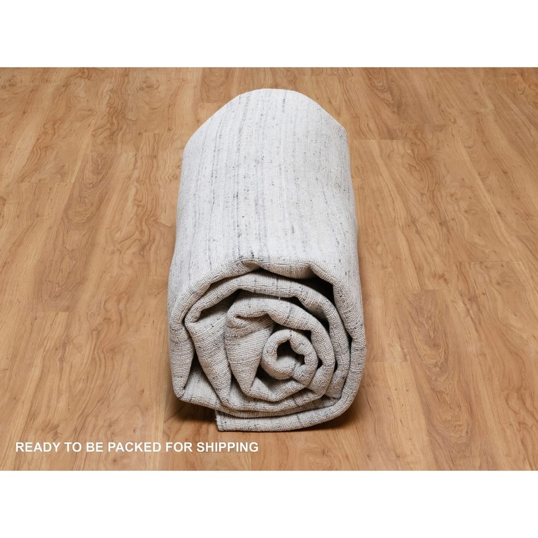 Misty Gray Modern Striae Design Tone on Tone Soft Wool Square Rug - 9