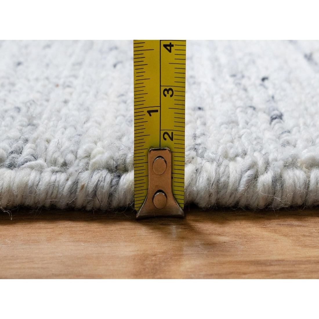 Misty Gray Modern Striae Design Tone on Tone Soft Wool Square Rug - 10