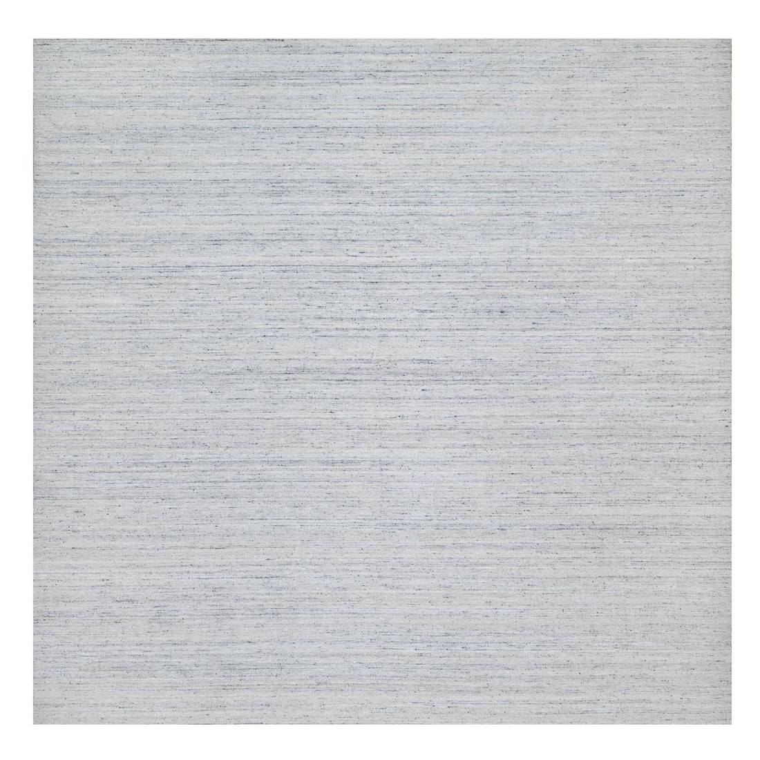 Misty Gray Modern Striae Design Tone on Tone Soft Wool Square Rug: Title: Misty Gray Modern Striae Design Tone on Tone Soft Wool Square Rug Description: This is a truly genuine one-of-a-kind. It has been Knotted for months and months in the centuries-old weaving craf