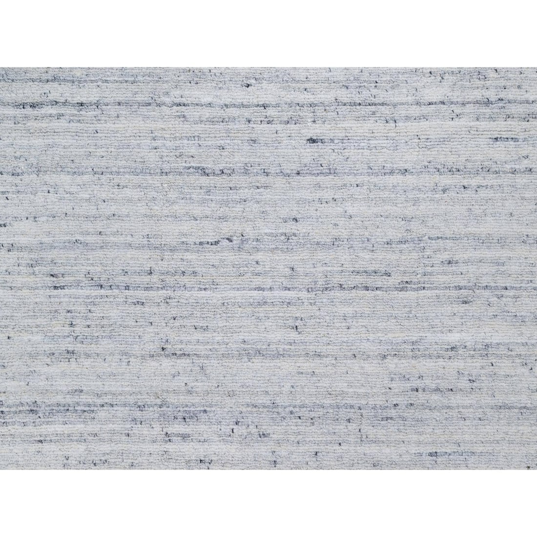 Misty Gray Modern Striae Design Tone on Tone Soft Wool Square Rug - 8