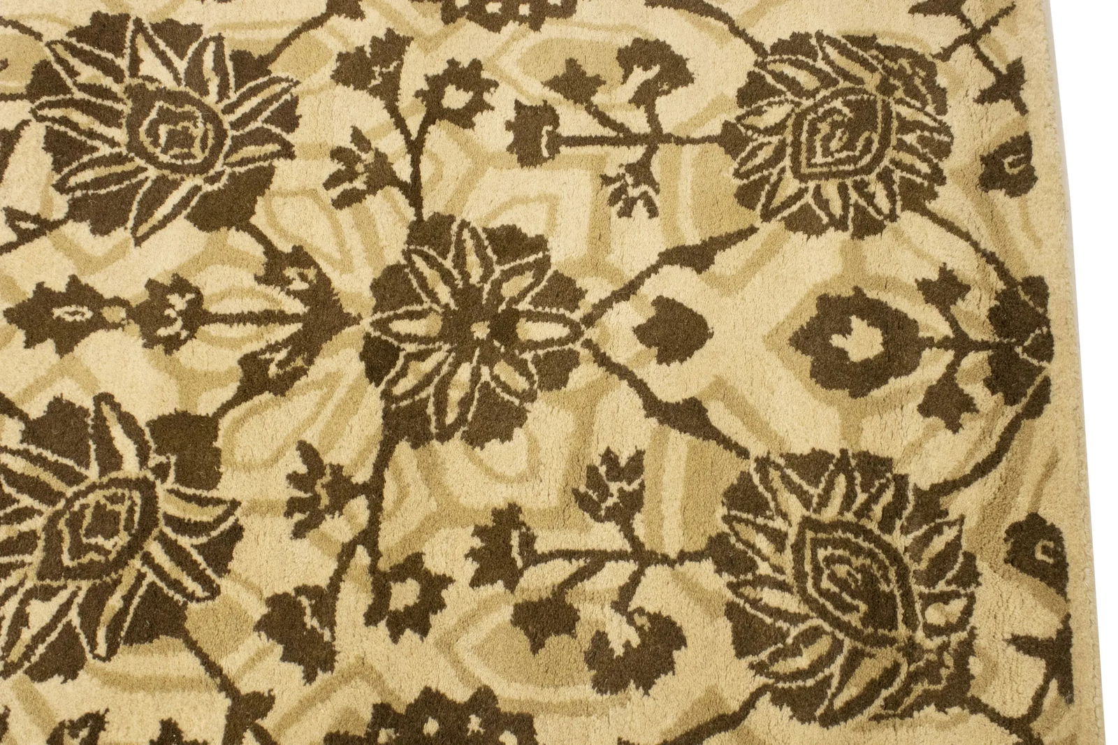 Cream Brown Floral 5X8 Hand-Tufted Modern Rug - 10