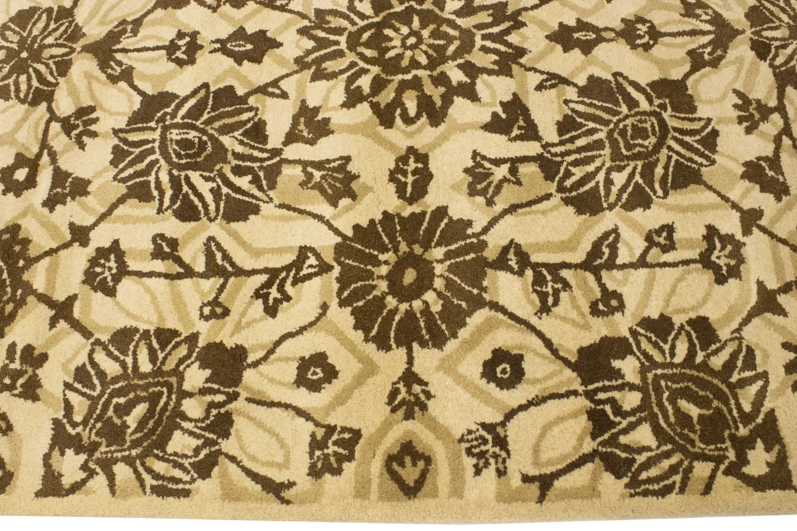 Cream Brown Floral 5X8 Hand-Tufted Modern Rug - 11