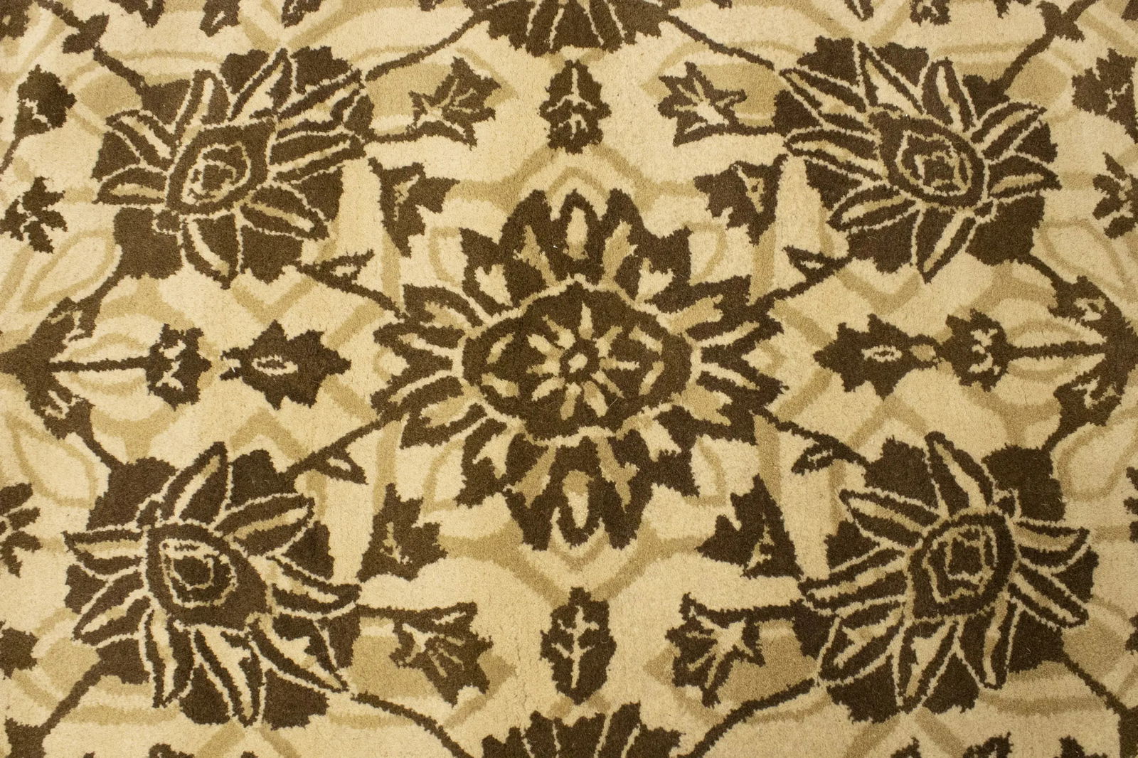 Cream Brown Floral 5X8 Hand-Tufted Modern Rug - 7