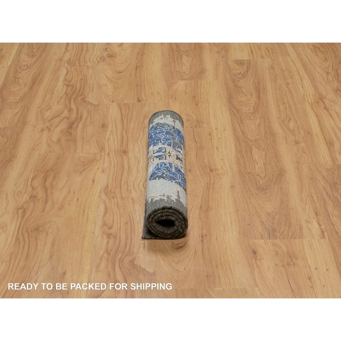 Brown Broken and Erased Sarouk Design Hand Knotted Wool and Silk Rug - 6