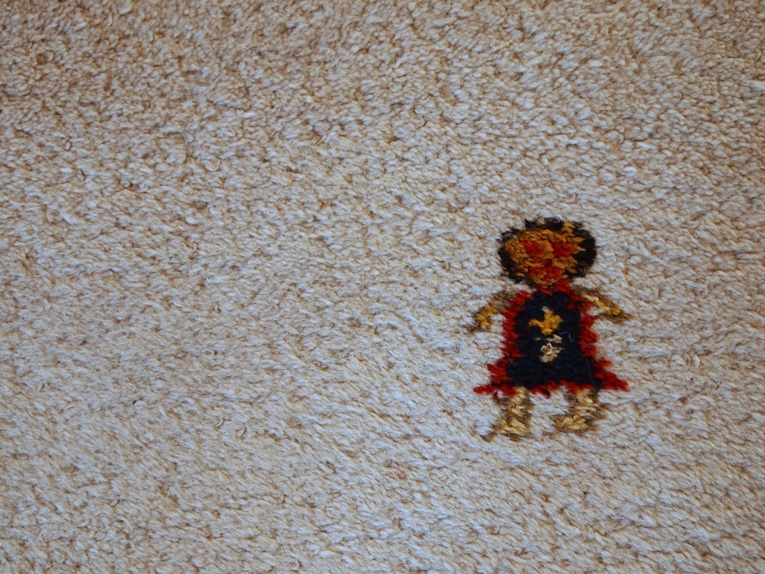 Handmade vintage Persian Gabbeh rug 4.6' x 7' ( 140cm x 215cm ) 1960 - 9