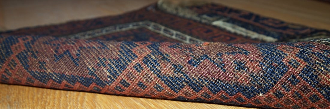 Handmade antique collectible Afghan Baluch bag face 1.7' x 2' ( 54cm x 62cm ) 1900s - 7