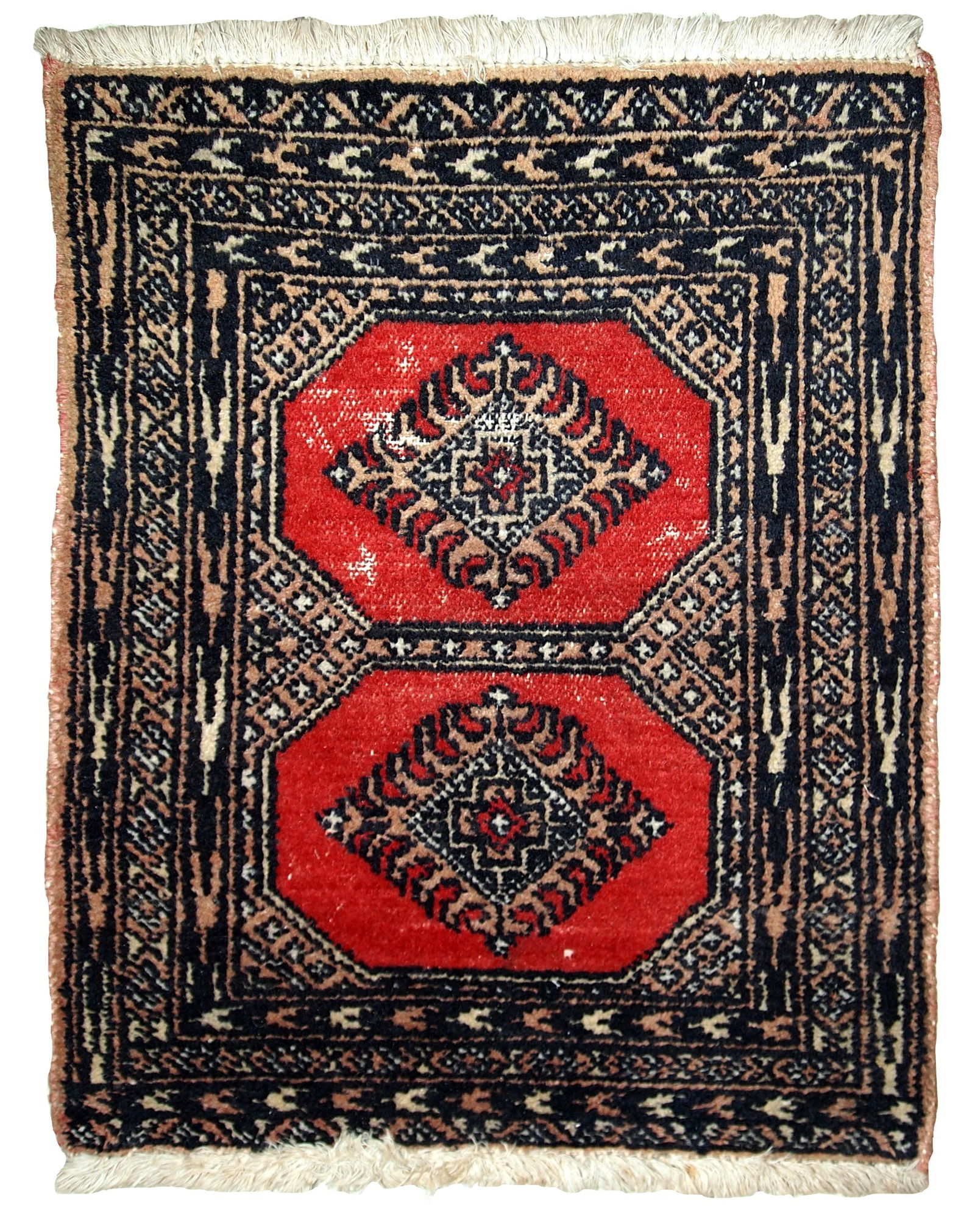 Handmade vintage Pakistani Lahore distressed rug 1.4' x 1.9' (45cm x 58cm) 1970s (1 of 7)