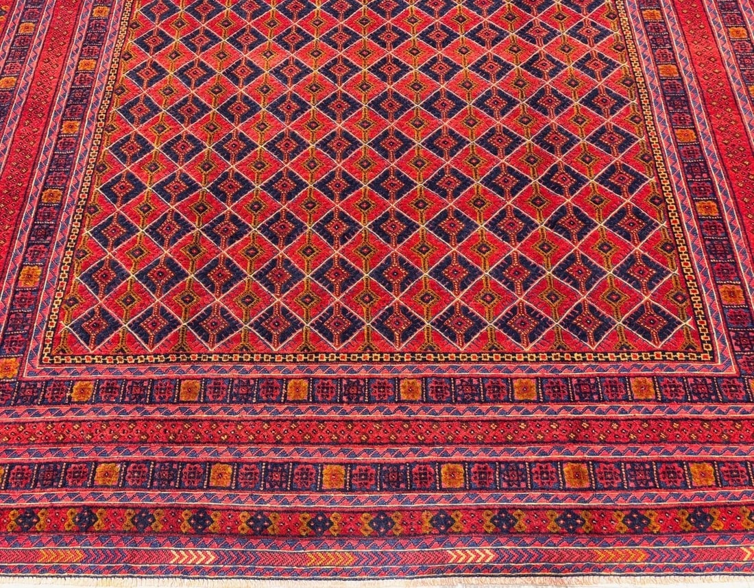 Hand-Knotted Balouch Tribal Wool Geometric Afghan Oriental Area Rug 6'11" x 9'1" - 4