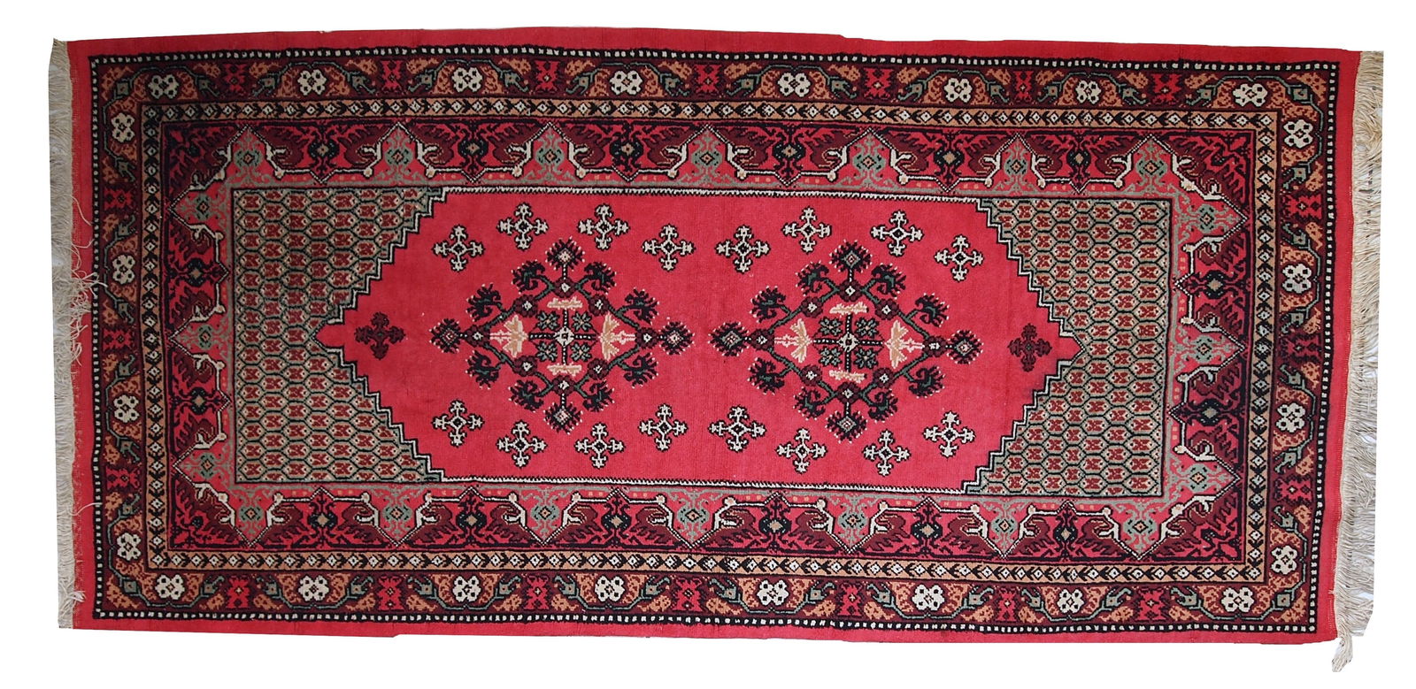 Handmade vintage Algerian Berber rug 3.3' x 7' (101cm x 215cm) 1970s (1 of 15)