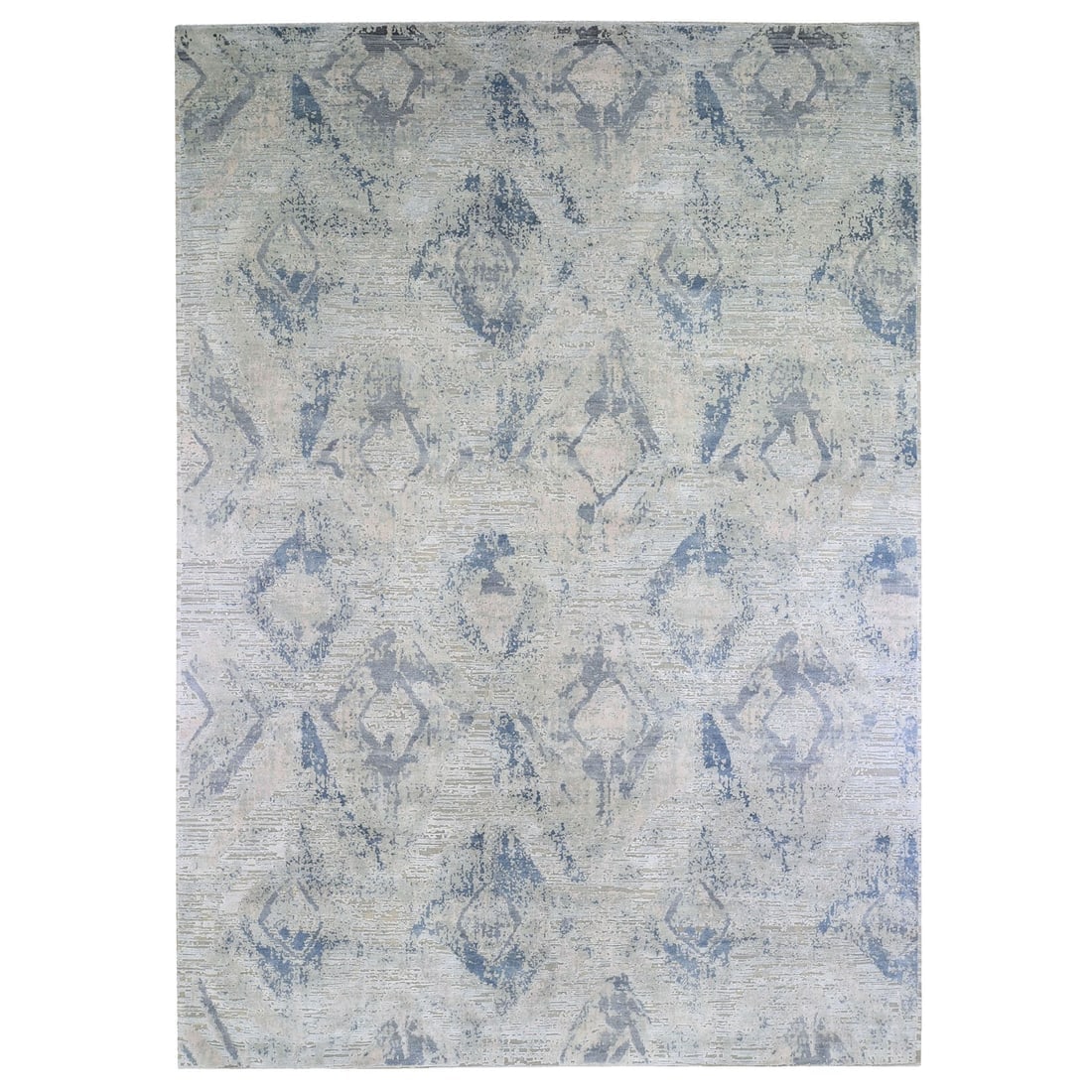 Large Elements with Pastels Modern Silk & Textured Wool Handmade Rug: Title: Large Elements with Pastels Modern Silk & Textured Wool Handmade RugDescription: This is a truly genuine one-of-a-kind. It has been Knotted for months and months in the centuries-old weaving