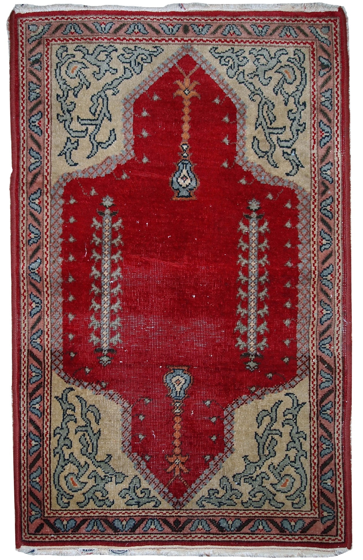 Handmade antique Turkish Konya rug 2.9' x 3.5' (69cm x 108cm) 1920s (1 of 12)
