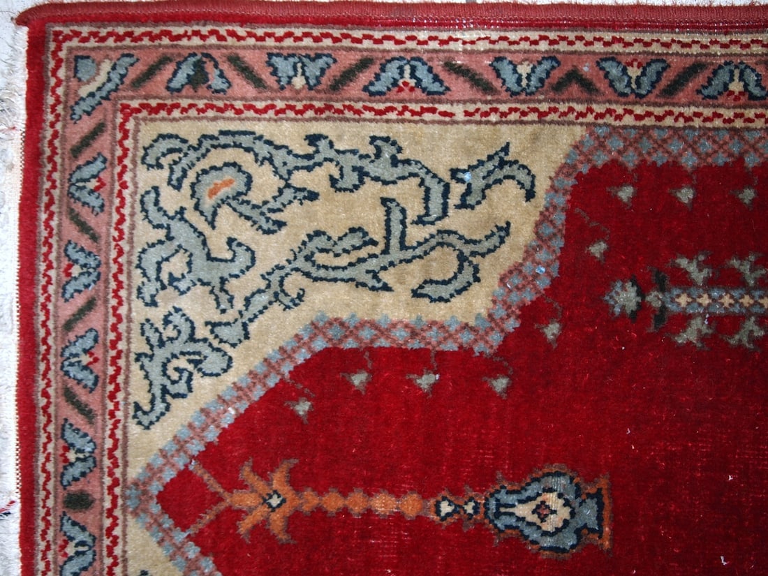 Handmade antique Turkish Konya rug 2.9' x 3.5' (69cm x 108cm) 1920s - 3