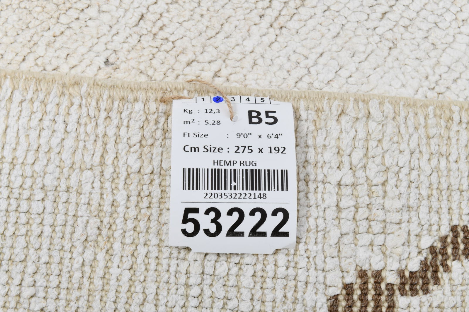 6'3'' x 9'0'' Handmade Hemp Area Rug - 53222 - 20