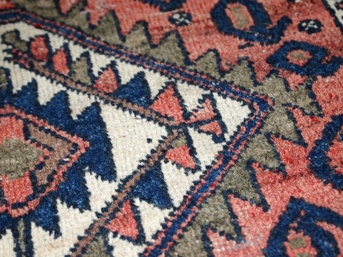 Handmade vintage Persian Kurdish bagface rug 1.8' x 1.9' (55cm x 59cm) 1930s - 11