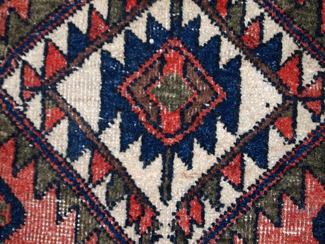 Handmade vintage Persian Kurdish bagface rug 1.8' x 1.9' (55cm x 59cm) 1930s - 7