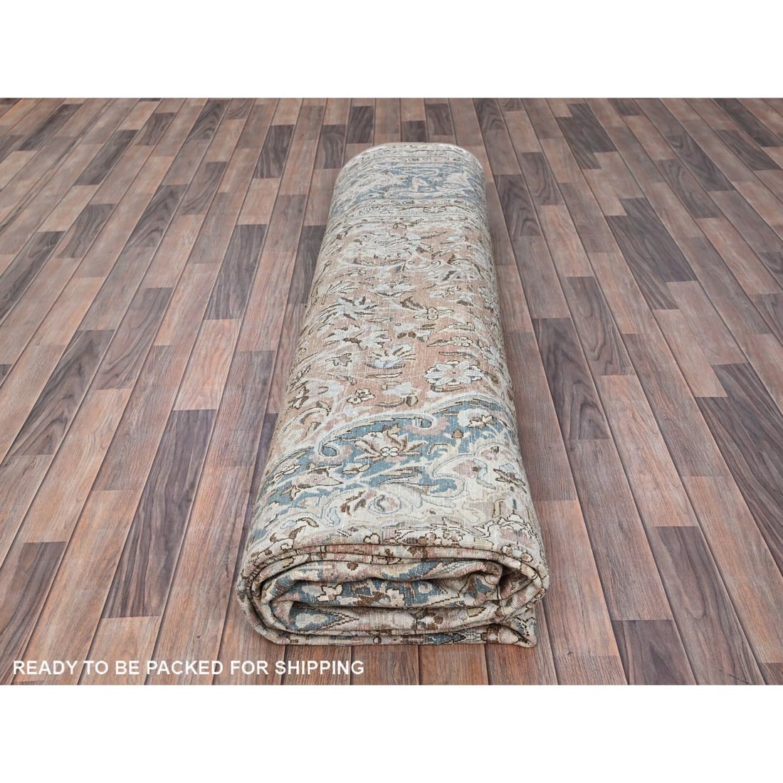 Pale Peach Zoroastrian Hand Knotted 100% Wool Oversized Oriental Rug - 9