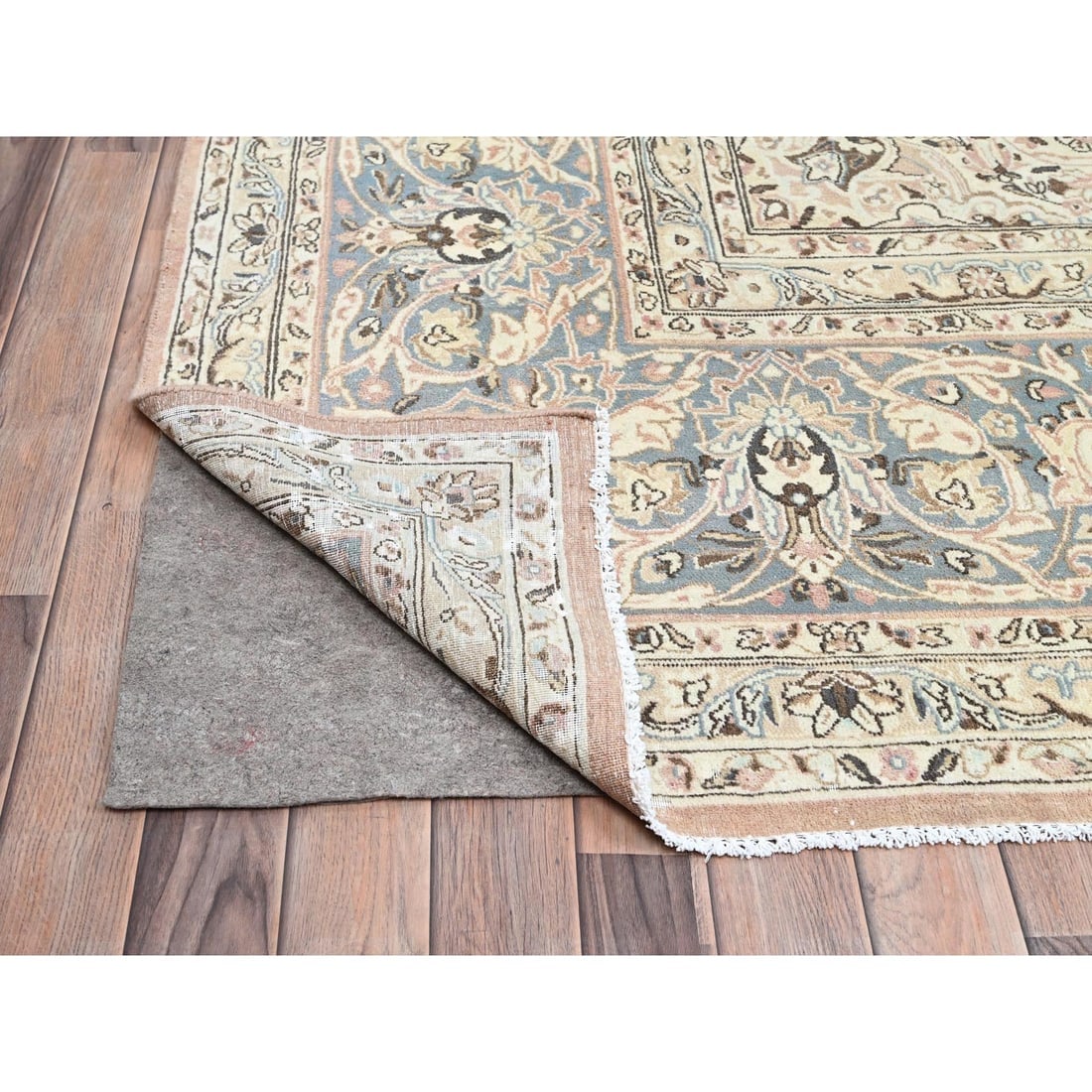 Pale Peach Zoroastrian Hand Knotted 100% Wool Oversized Oriental Rug - 4