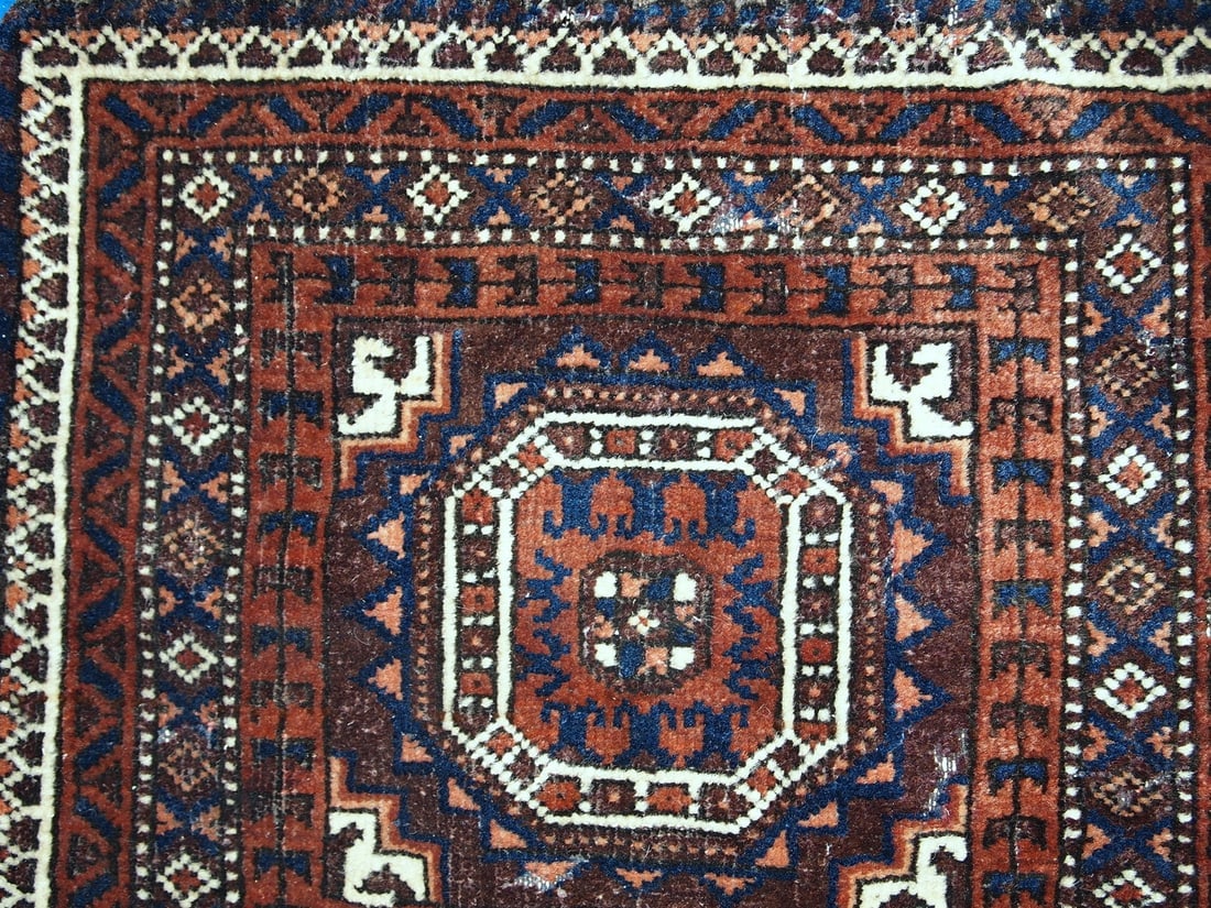 Handmade antique Afghan Baluch bag 1.4' x 1.5' ( 44cm x 45cm ) 1900s - 2