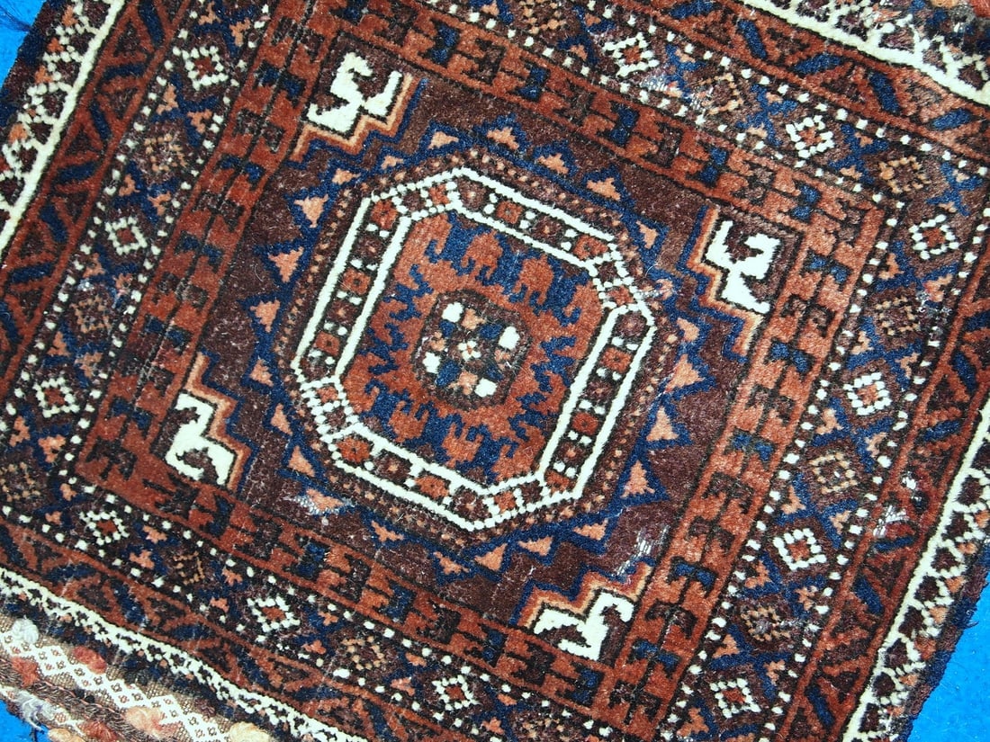 Handmade antique Afghan Baluch bag 1.4' x 1.5' ( 44cm x 45cm ) 1900s - 5