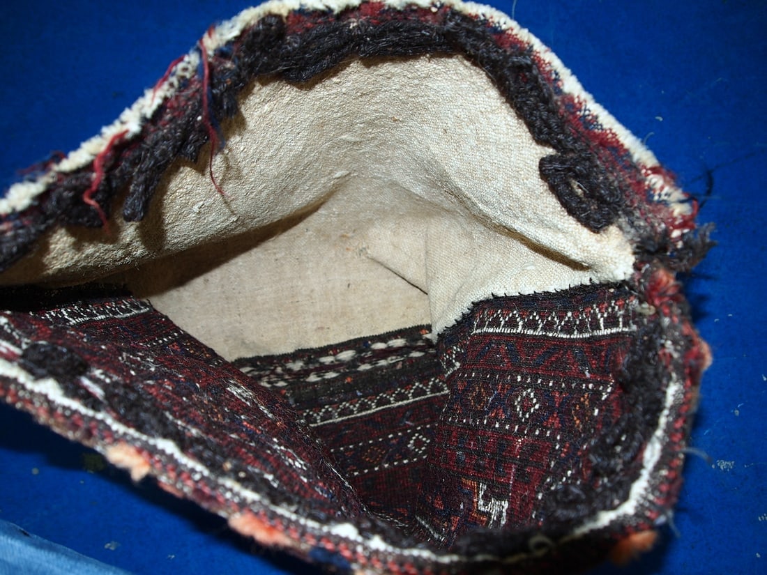 Handmade antique Afghan Baluch bag 1.4' x 1.5' ( 44cm x 45cm ) 1900s - 8