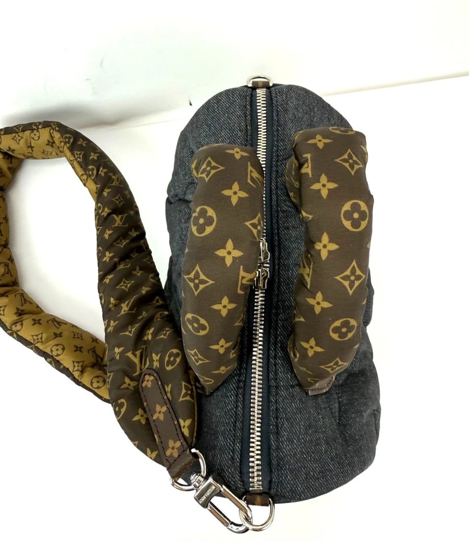 Louis Vuitton Speedy 25 Bandouliere Black Denim Puffer Hand Bag - 5