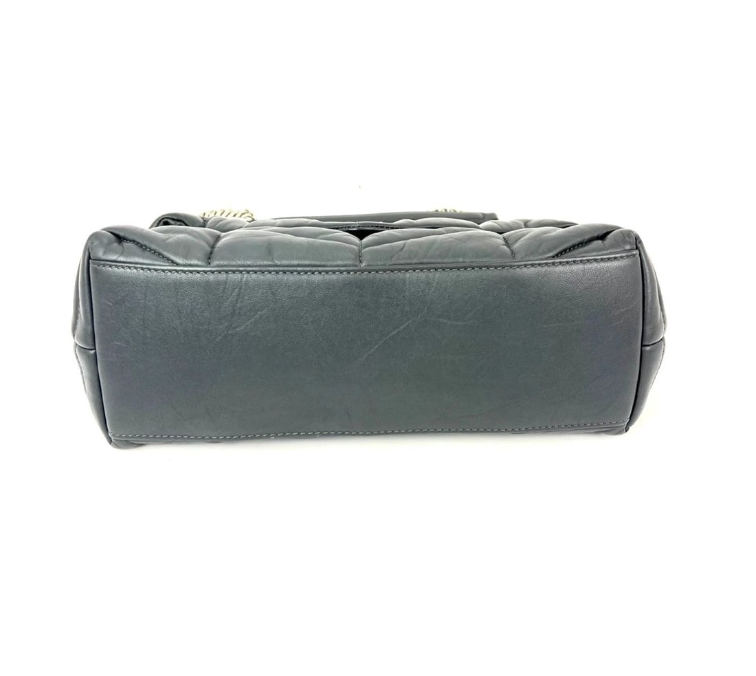 Saint Laurent Lambskin Quilted Small Loulou Puffer Gray Shoulder Bag - 4