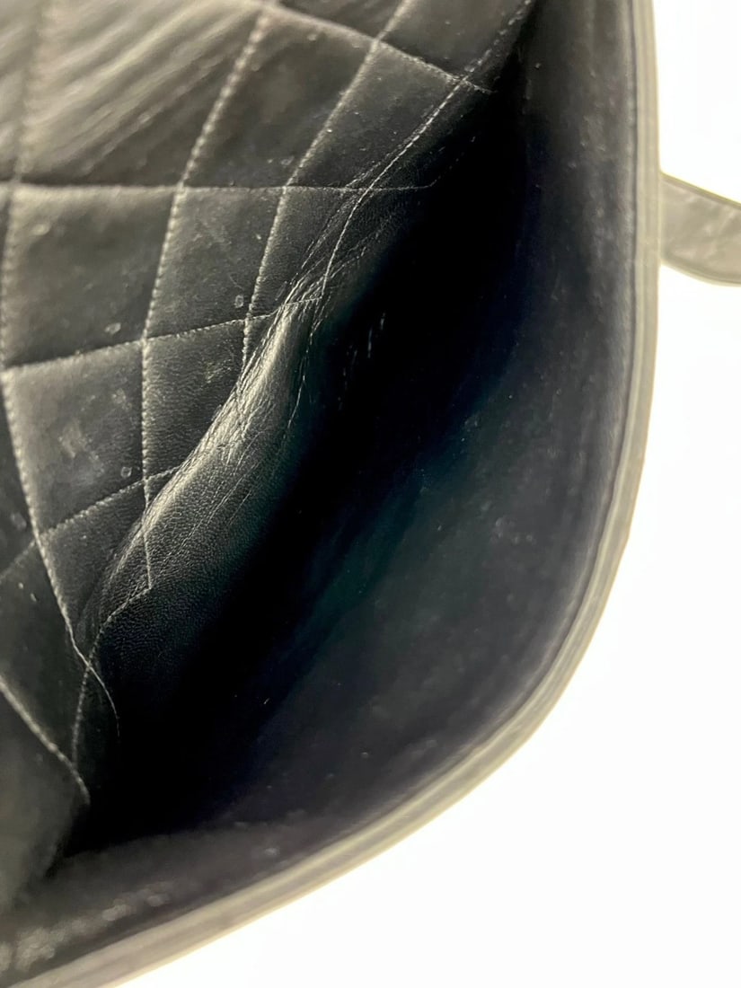 Chanel Vintage Lambskin Quilted CC Flap Black Shoulder Bag - 17