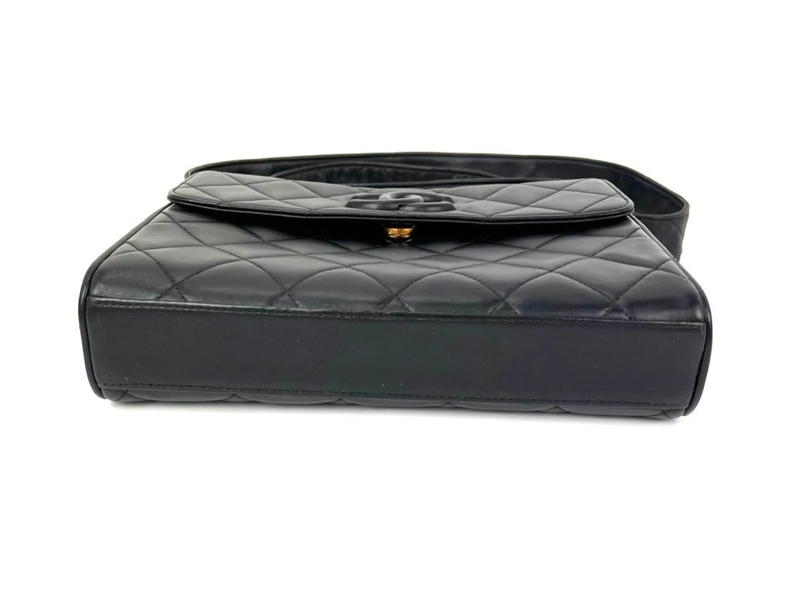 Chanel Vintage Lambskin Quilted CC Flap Black Shoulder Bag - 5