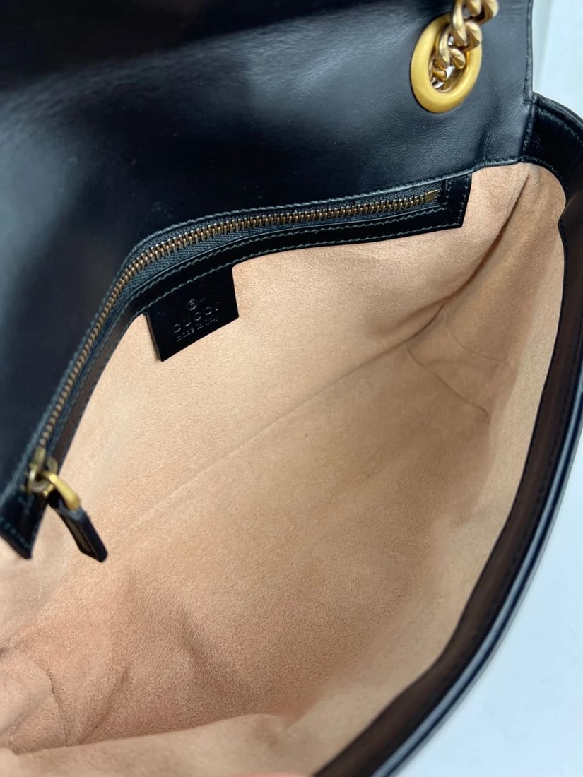 Gucci Calfskin Matelasse Black Medium GG Marmont Shoulder Crossbody Bag LI - 7