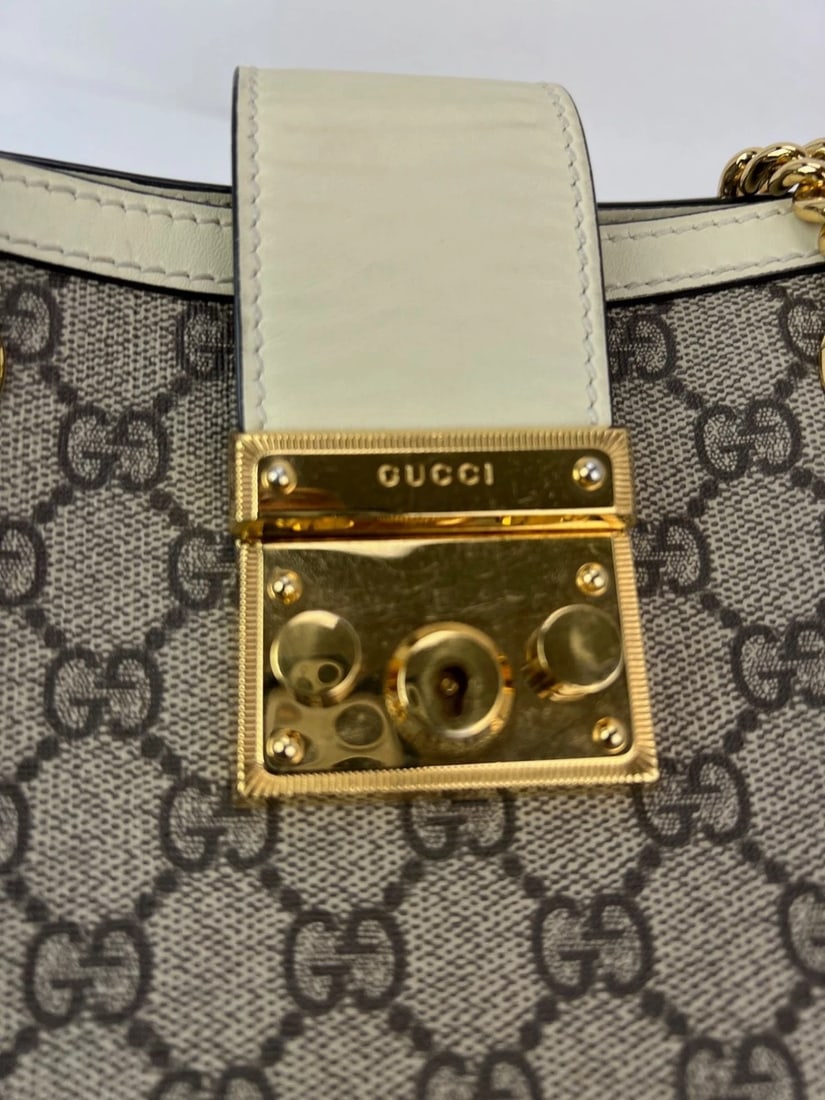 Gucci GG Supreme Small Padlock Leather Ebony Tote Bag - 12