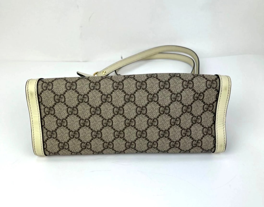 Gucci GG Supreme Small Padlock Leather Ebony Tote Bag - 4