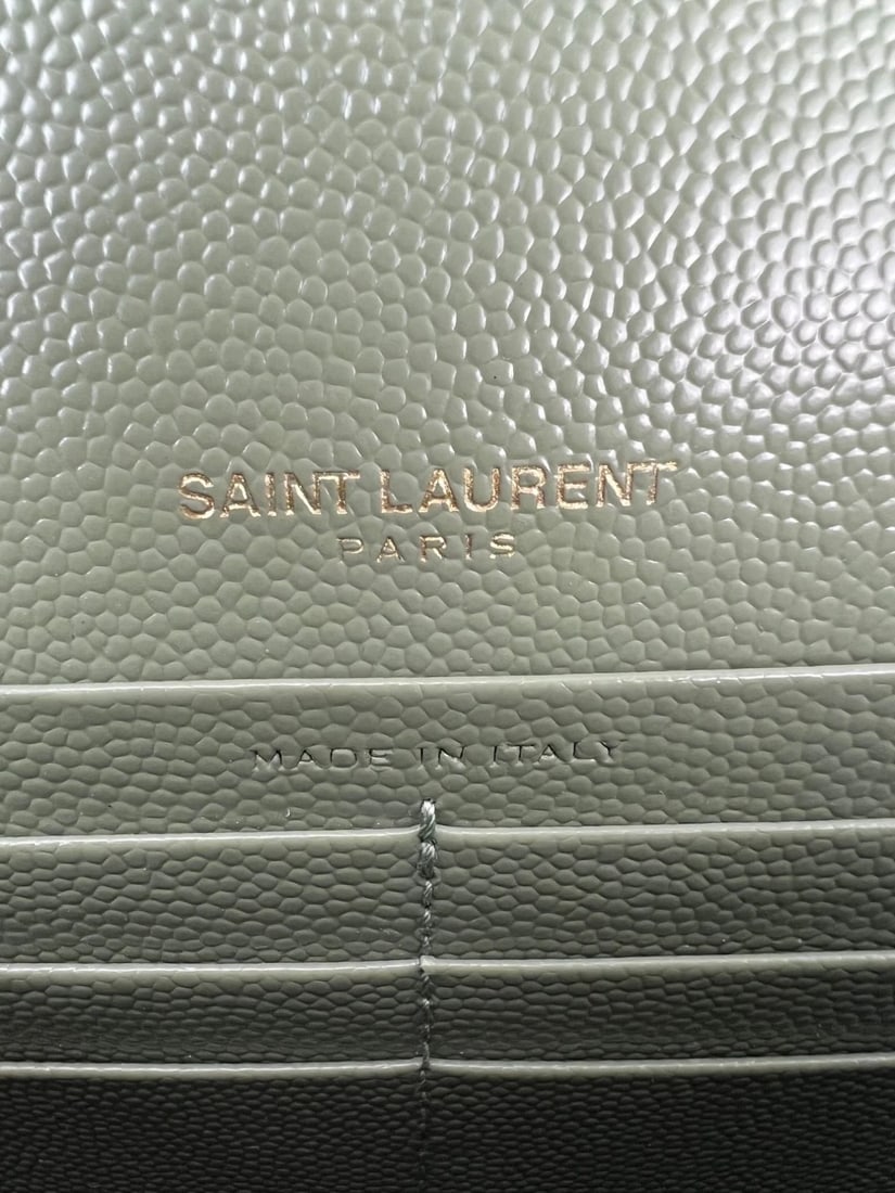 Saint Laurent Green Leather Envelope Chain Bag - 9