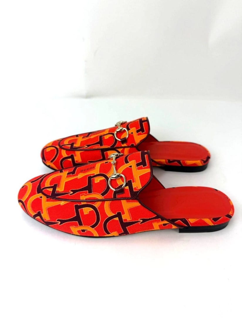 Gucci Princetown Horsebit Print Loafer Mules Slide Shoes Size 7.5 - 4
