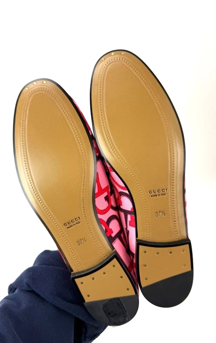 Gucci Jordaan Horsebit Pink Loafers Shoes Size 7.5 - 7