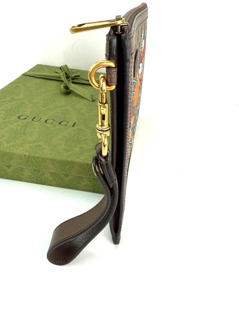 Gucci Disney Donald Duck GG Supreme Zip Beige Clutch Wristlet Bag - 7