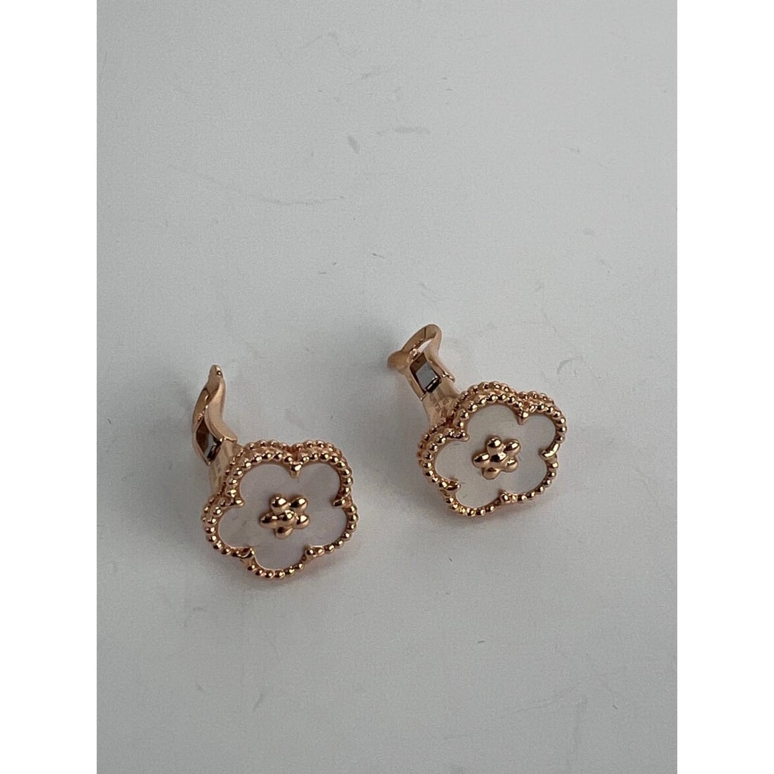 Van Cleef & Arpels Lucky Spring Earrings 18K Rose Gold White Mother-Of-Pearl - 16