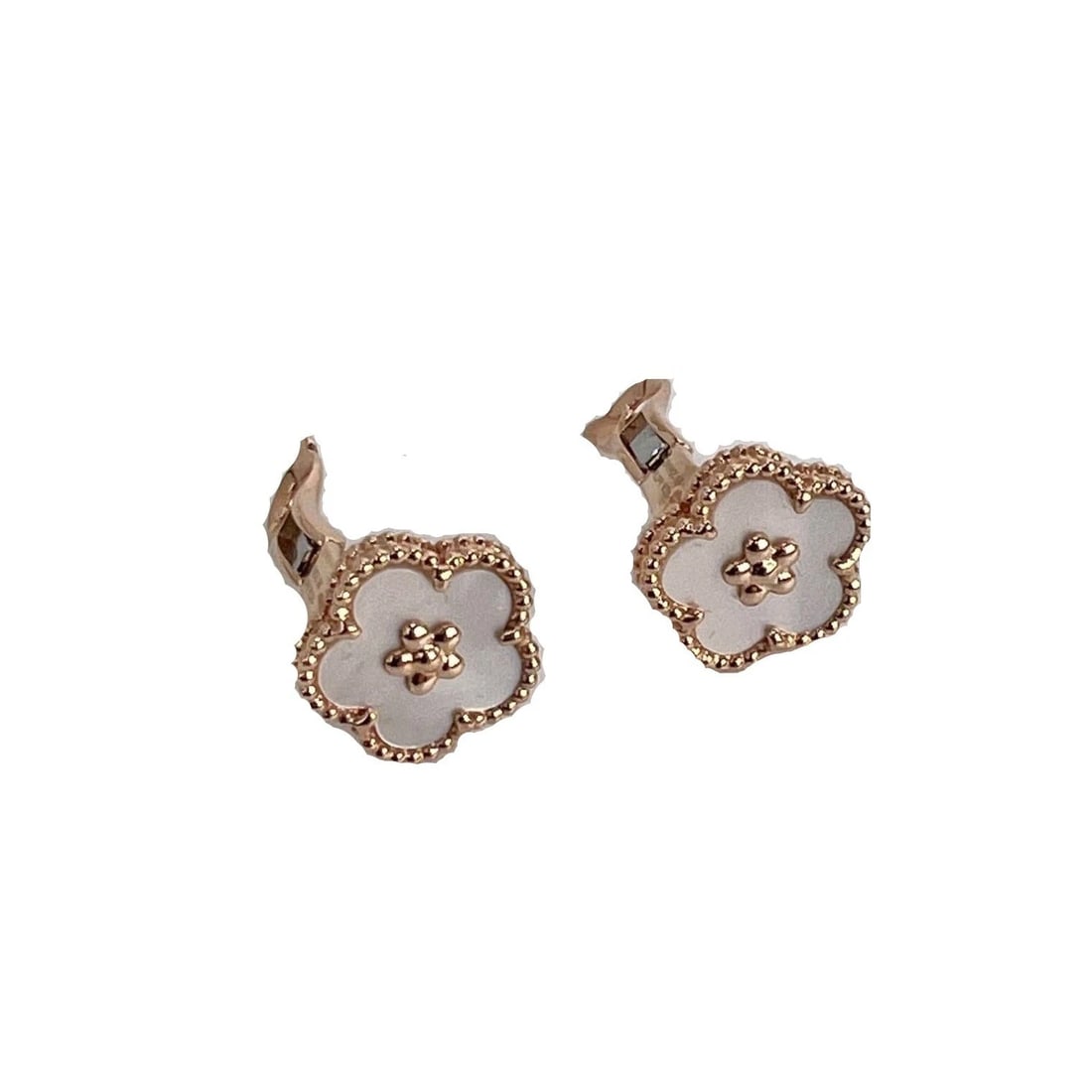 Van Cleef & Arpels Lucky Spring Earrings 18K Rose Gold White Mother-Of-Pearl (1 of 17)
