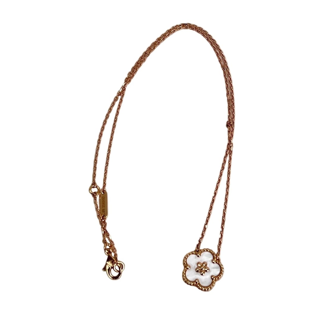 Van Cleef 18K Rose Gold Mother of Pearl Lucky Spring Plum Necklace - 4