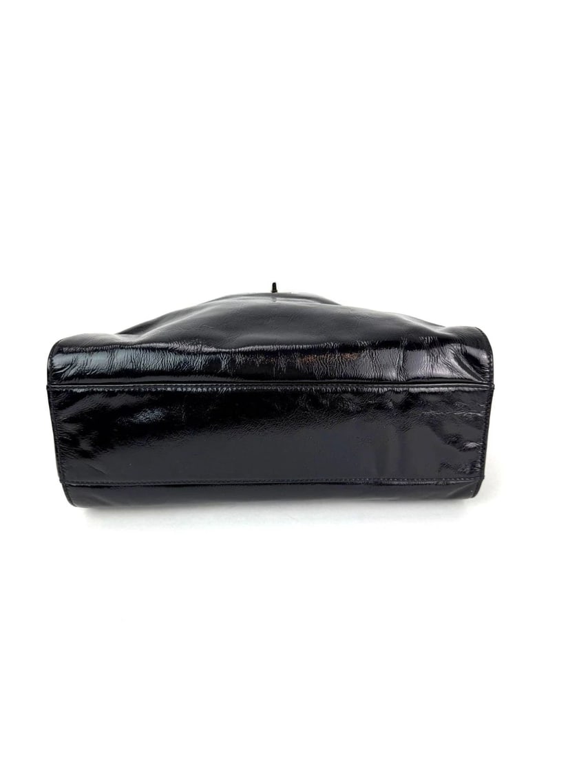 Chanel Patent Mademoiselle lock Convertible Wrist Clutch Black Bag - 6