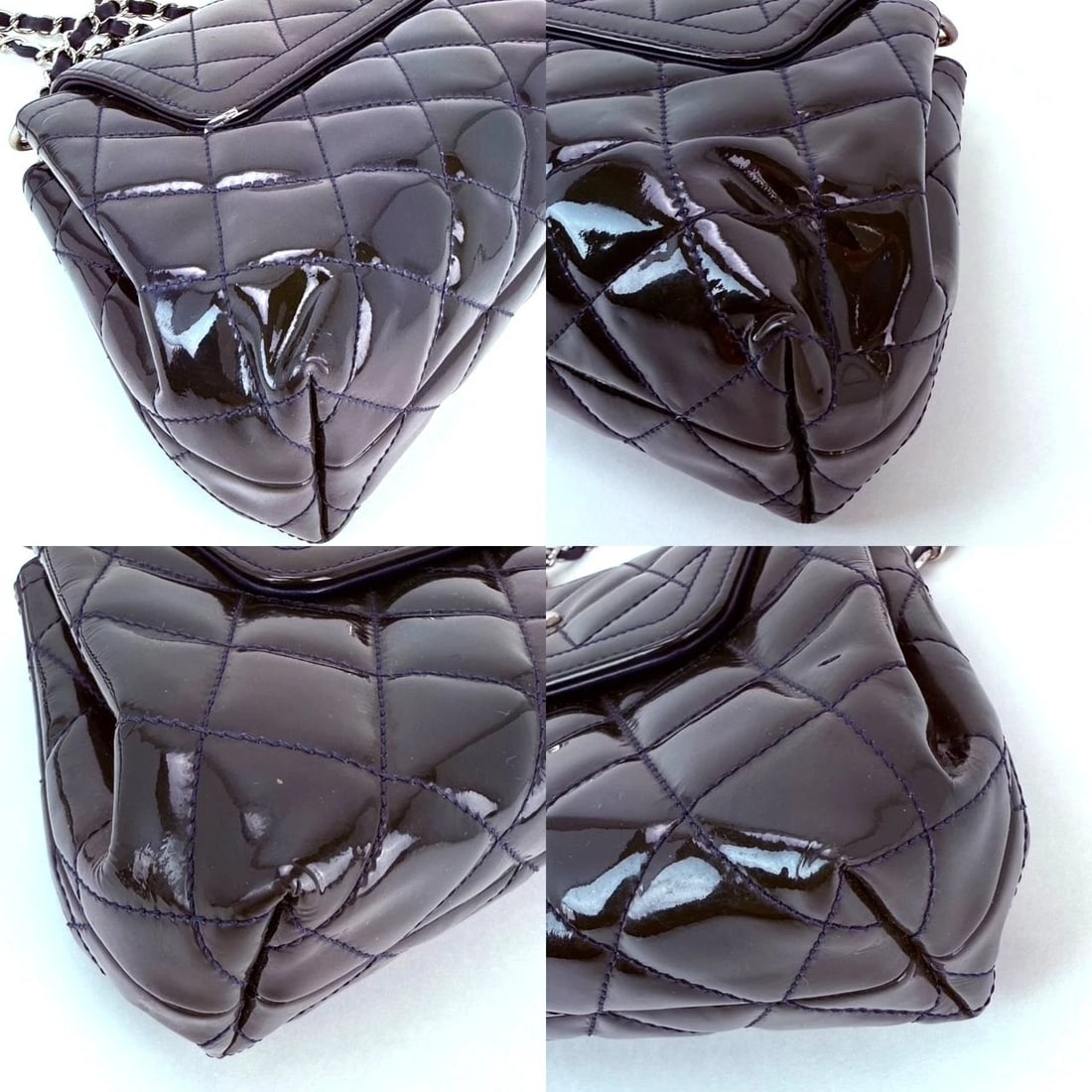 Chanel Medium Coco Shine Accordion Patent Leather Dark Navy Flap Bag - 7