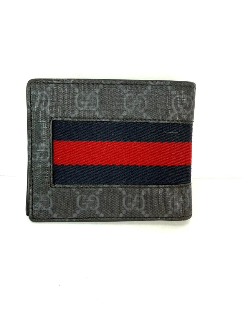 GUCCI GG Supreme Men's Web Black Bi-Fold Wallet - 3